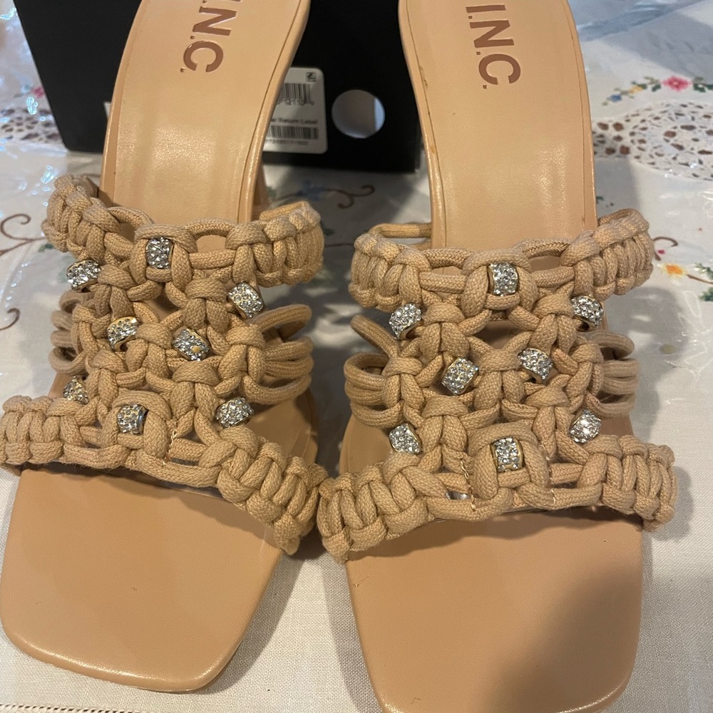 INC International Concepts Tan Braided Mules